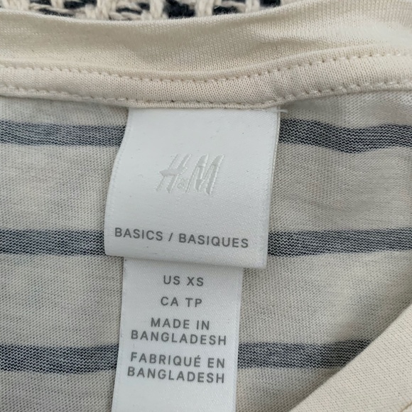 Cream and Navy striped t-shirt - Picture 2 of 2